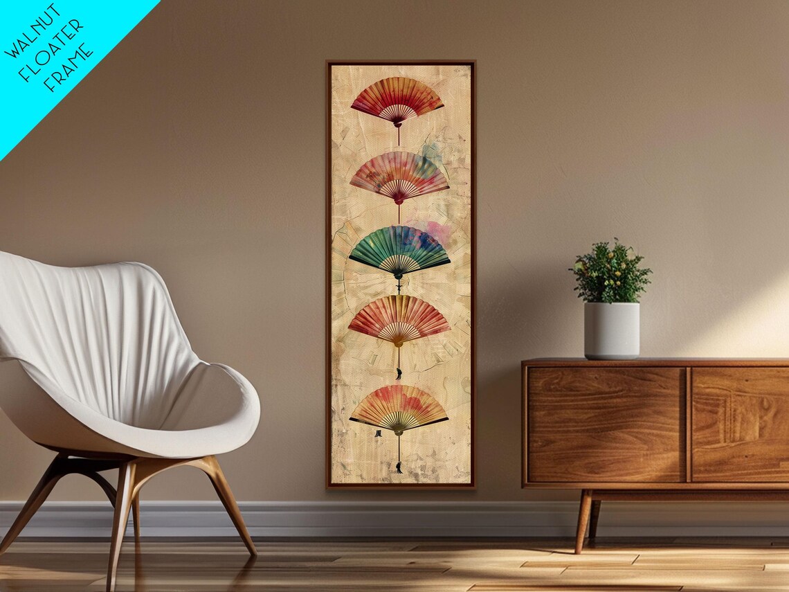Japanese Folding Fans, Ukiyo-E Style Art Print - Image 3
