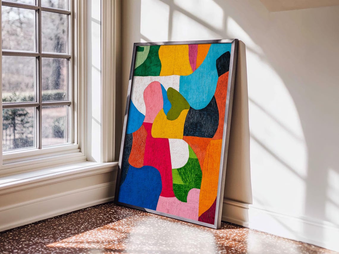 Colorful Geometric Organic Shapes Bold Modern Matisse Style Wall Art - Image 3