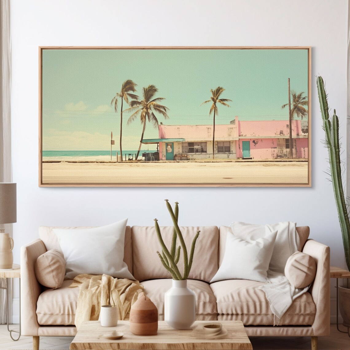 Vintage Florida Beach Photo Art Print, Retro Vaporwave - Image 3