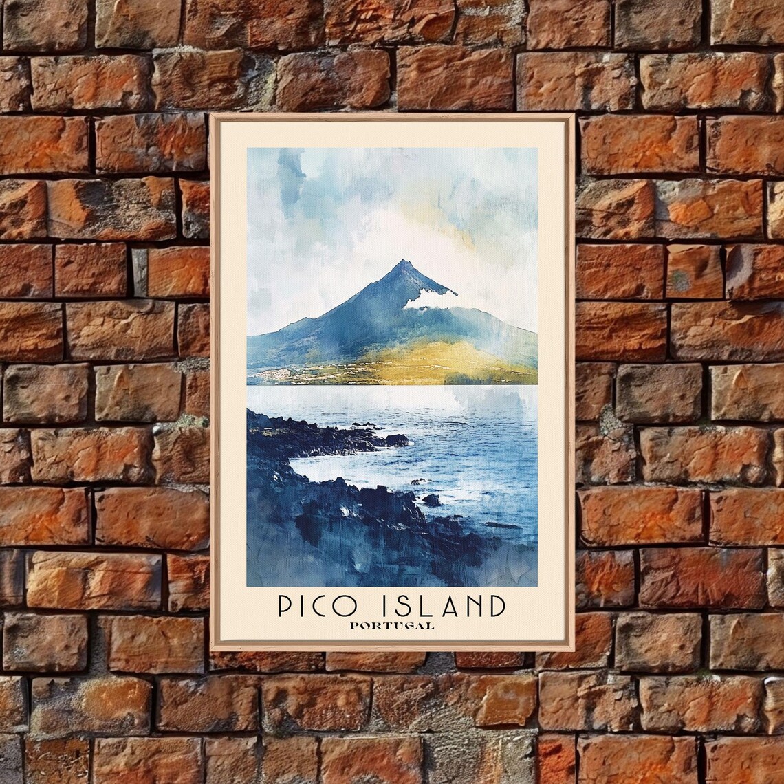 Pico Island Portugal Volcano Cone Black Lava Rocky Shore Sea Poster - Image 4