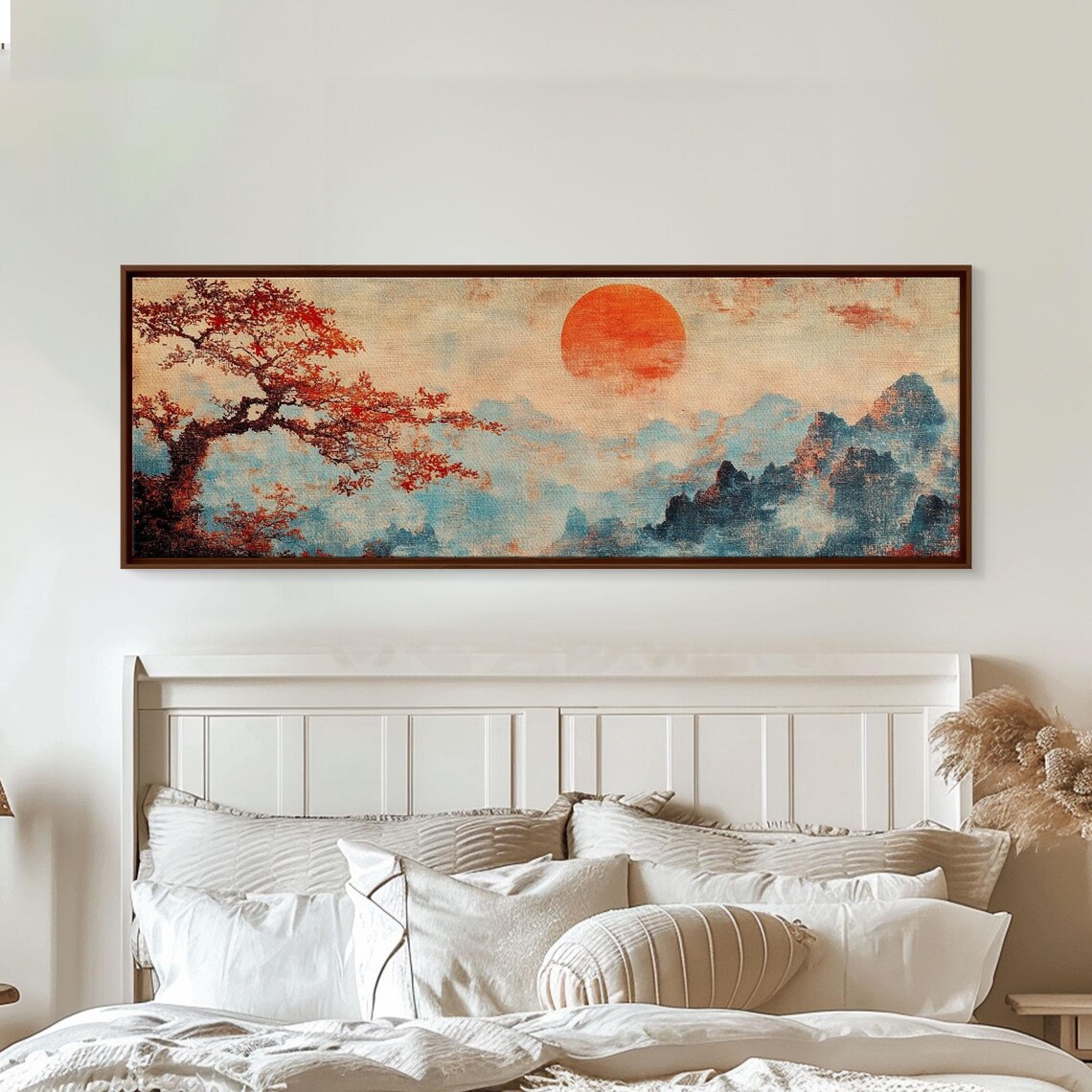Japanese Maple Tree at Sunset, Vintage Woodblock Print - Image 3