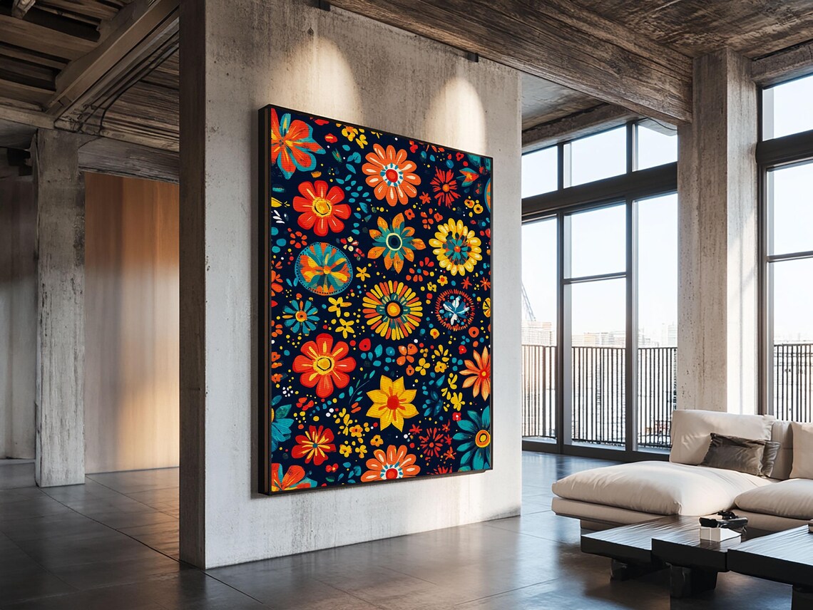 Mexican Tile Pattern Art Print, Chicano Textile Style - Image 2