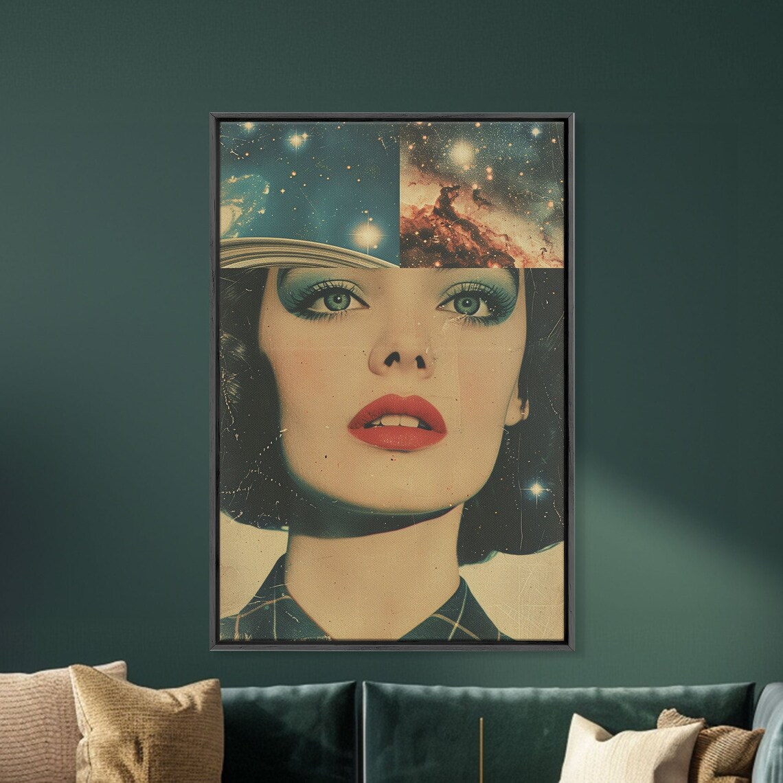 Retro Cosmic Woman Portrait Poster Vintage Outer Space Galaxy Art - Image 4