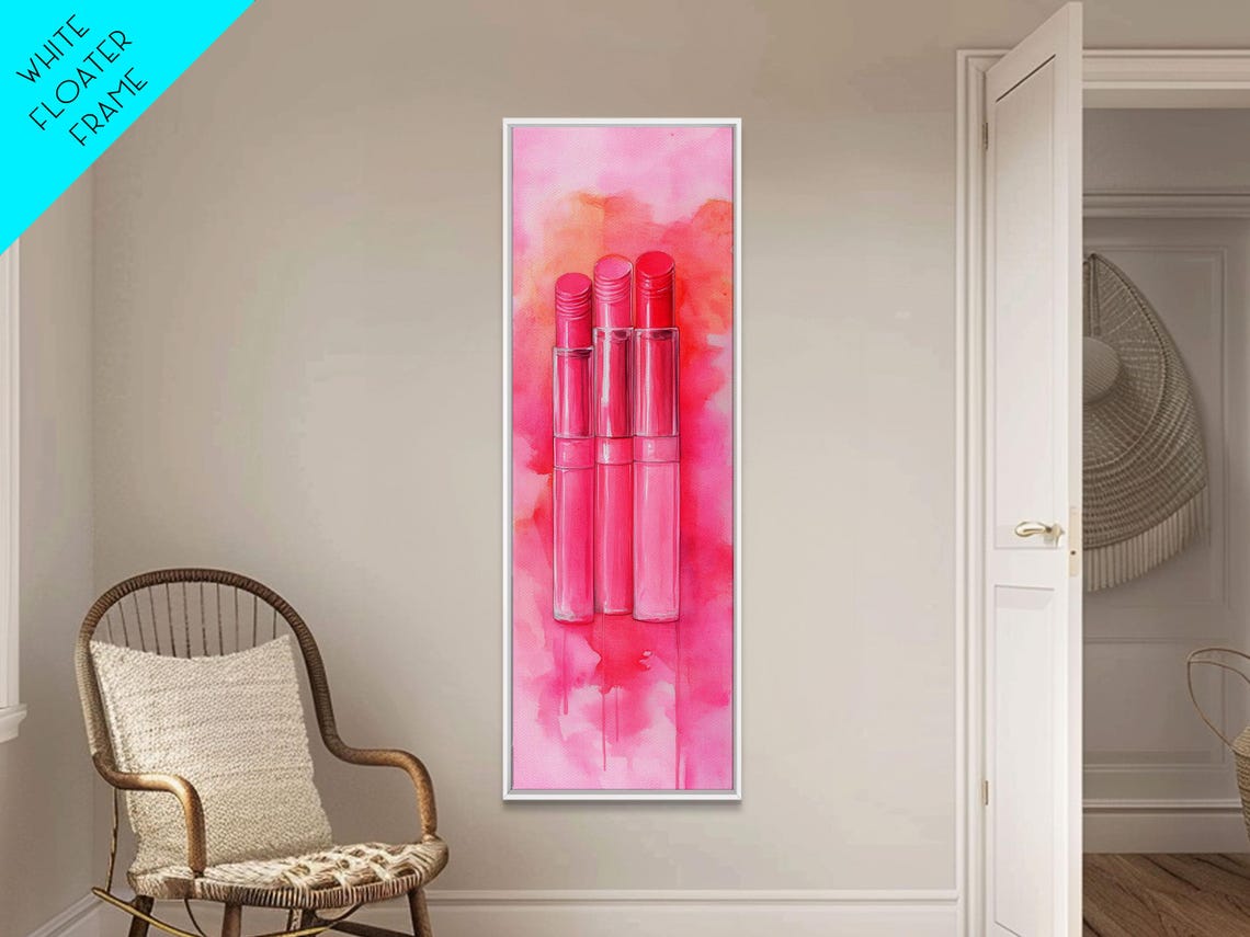 Light Pink Lipsticks Framed Print Modern Whimsical Art Abstract Vertical Art For Makeup Room Or Girly Dorm Wall Decor - Image 6