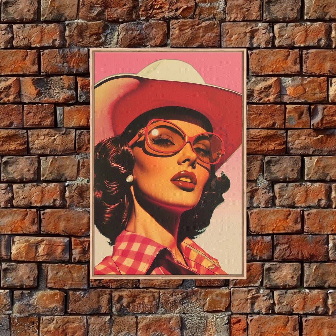 Stylish Cowgirl With Red Sunglasses Pink Pop Art Western Poster - Image 2