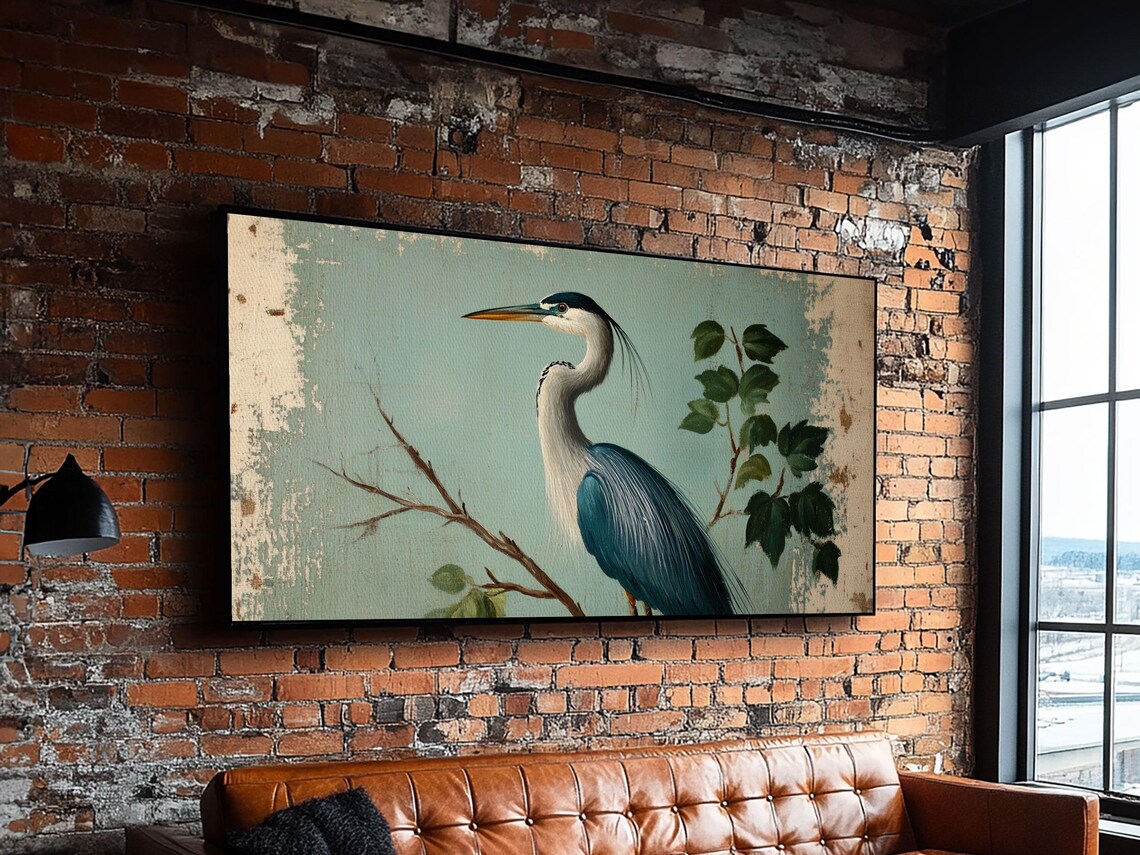 Blue Heron Funky Painting Art Print, Great Blue Heron - Image 6