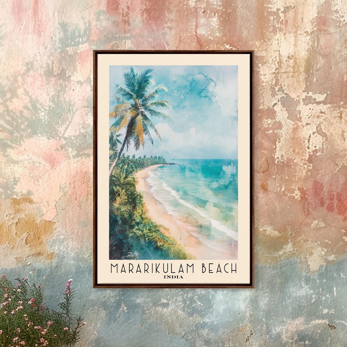 Mararikulam Beach India Leaning Palm Curved Sand Turquoise Coast Poster - Image 4