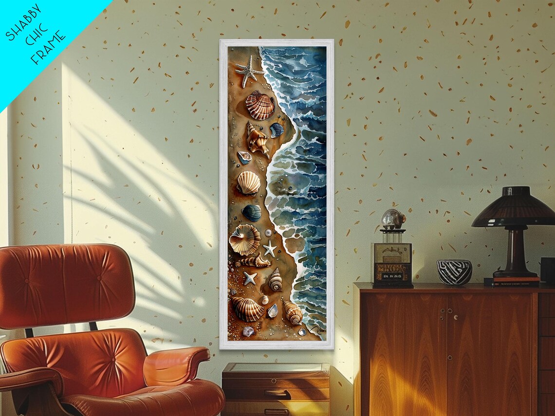 Seashells and Starfish Beach Art Print, Coastal Decor - Image 2