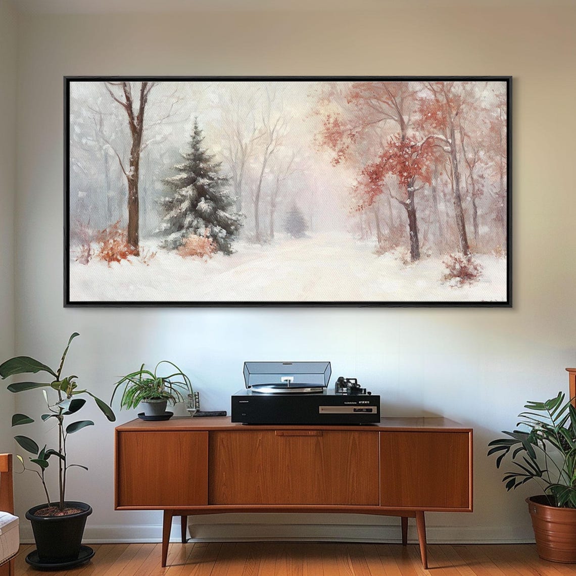 Winter Forest Snowy Landscape Pines Misty Falling Snow Wall Poster - Image 3