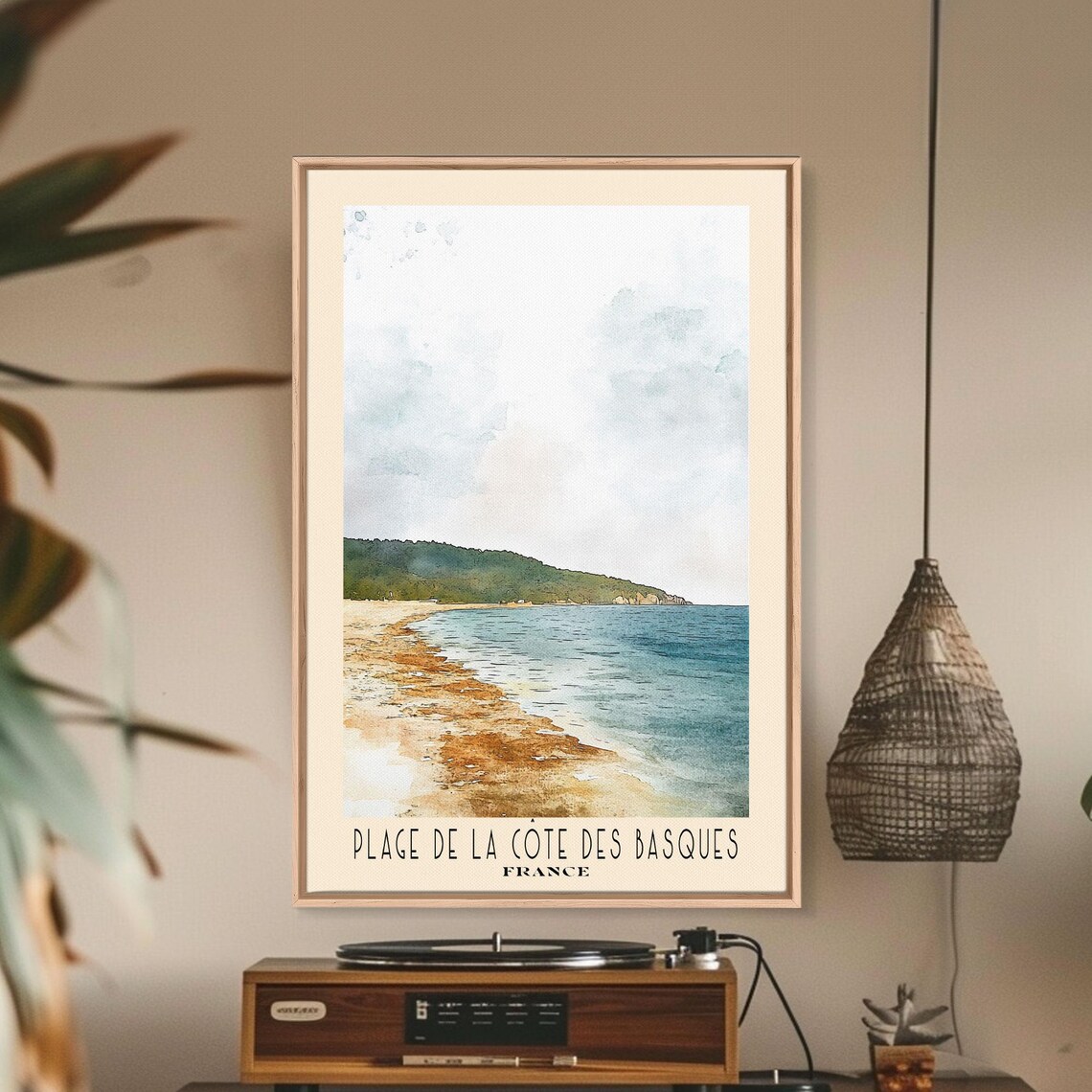 Plage De La Cote Des Basques France Sand Curve Rocky Headland Poster - Image 2