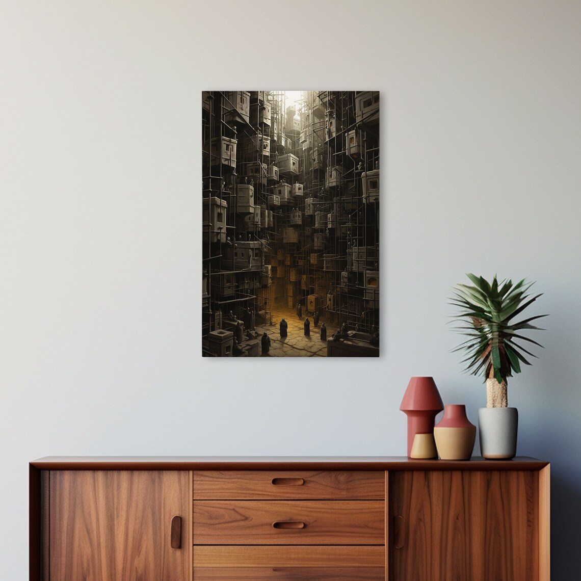 Dark Fantasy Haunted Corridor Hanging Cells Candlelight Horror Art Poster - Image 5