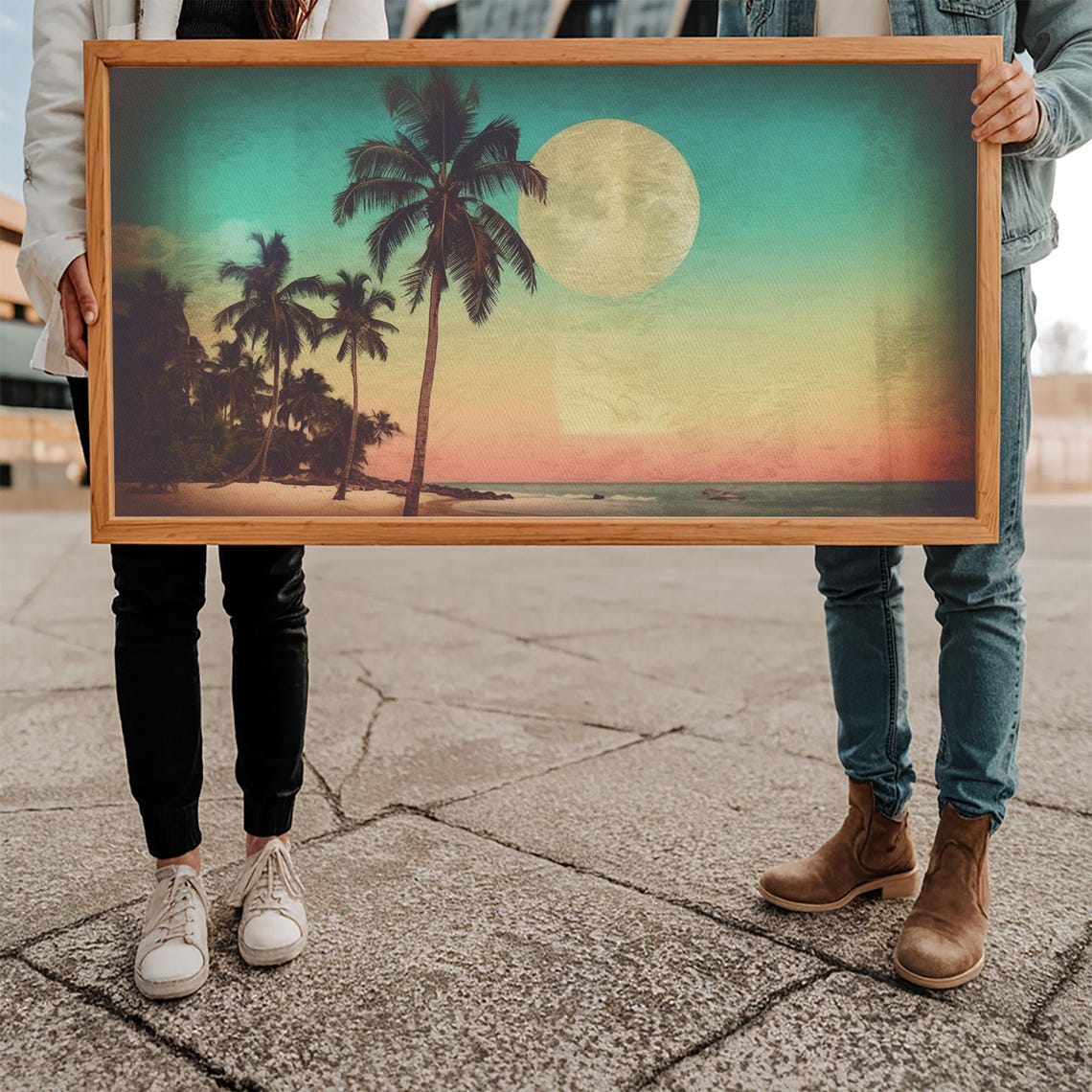 Sunset Over Beach Wall Decor Tropical Wall Art Palm Trees Art Panoramic Wall Decor Print Wall Art Framed Art - Image 5