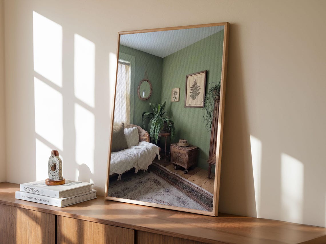 Sage Green Cottagecore Bedroom Cozy Interior Botanical Room Wall Art