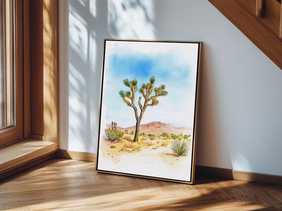 Joshua Tree National Park Art Framed Print Joshua Tree Travel Art Vintage Print Watercolor Landscape Painting Nuevart
