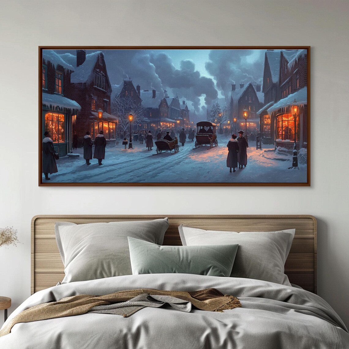 Victorian Winter Street At Dusk With Carriages And Gas Lamps Poster - Image 3