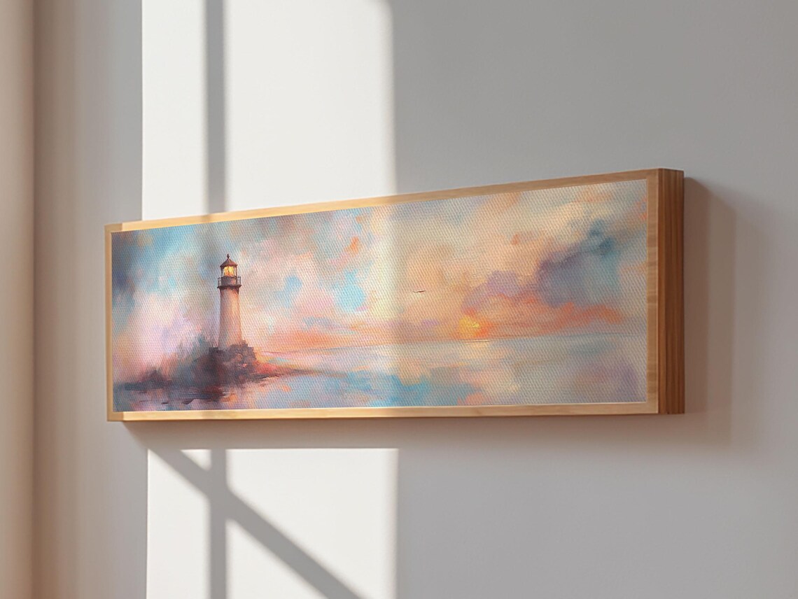 Whimsical Lighthouse Seascape Art Print, Nautical - Image 3