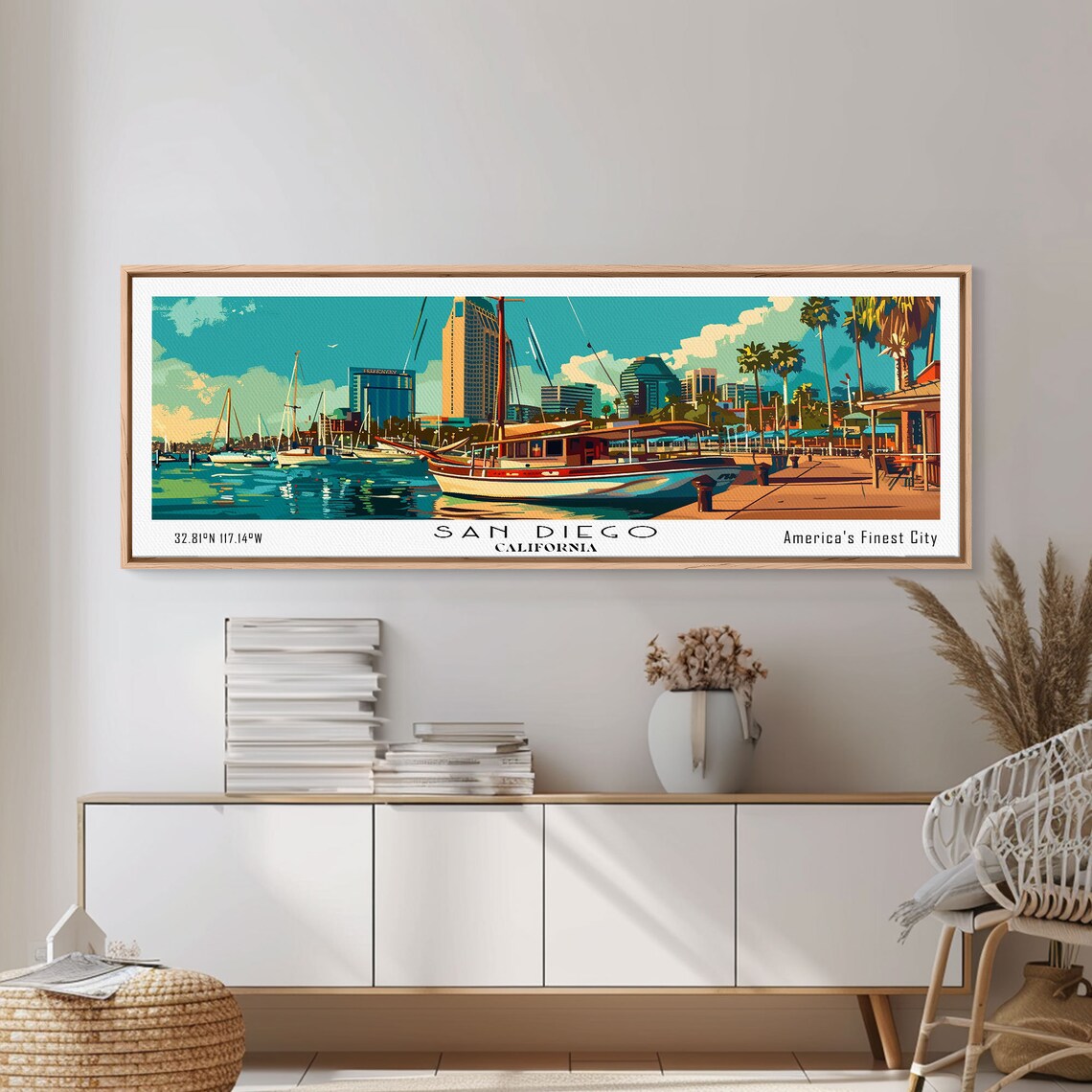 San Diego California Panoramic Travel Poster, Mid Century - Image 2