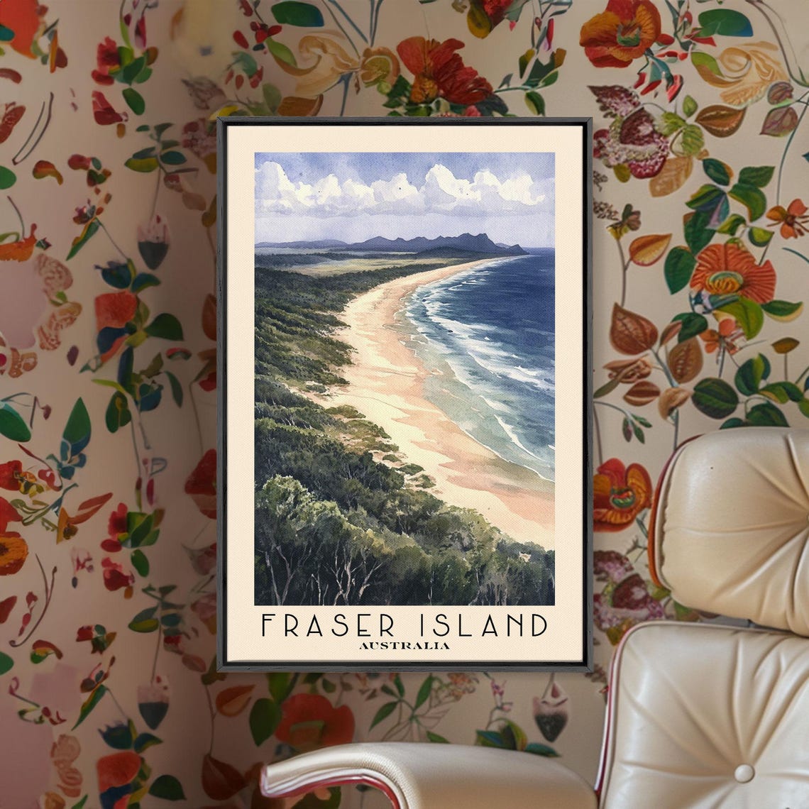 Fraser Island Australia Endless Sandy Beach Forest Coastline Poster - Image 2