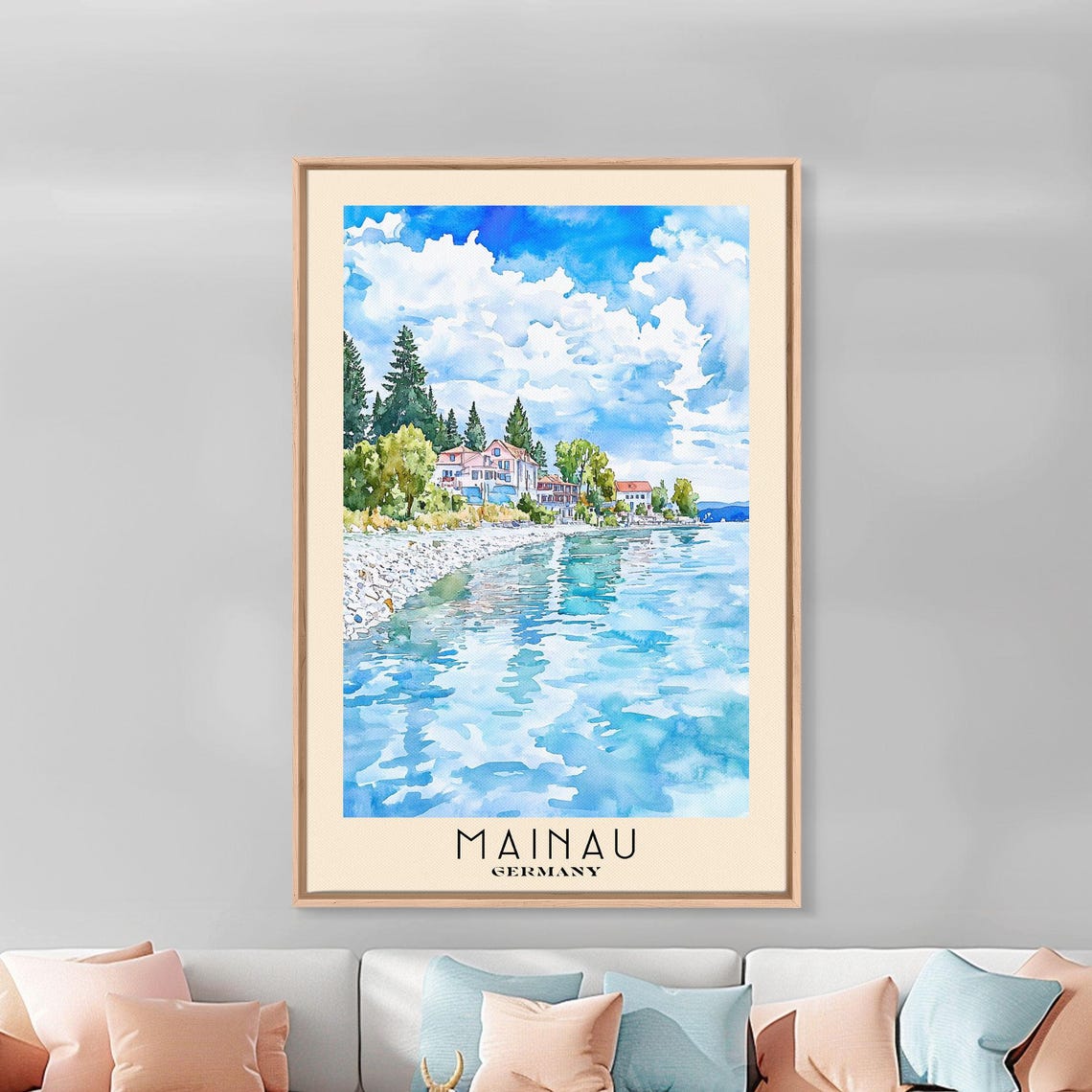 Mainau Germany Lakeside Town Stone Shore Reflective Water Poster - Image 3
