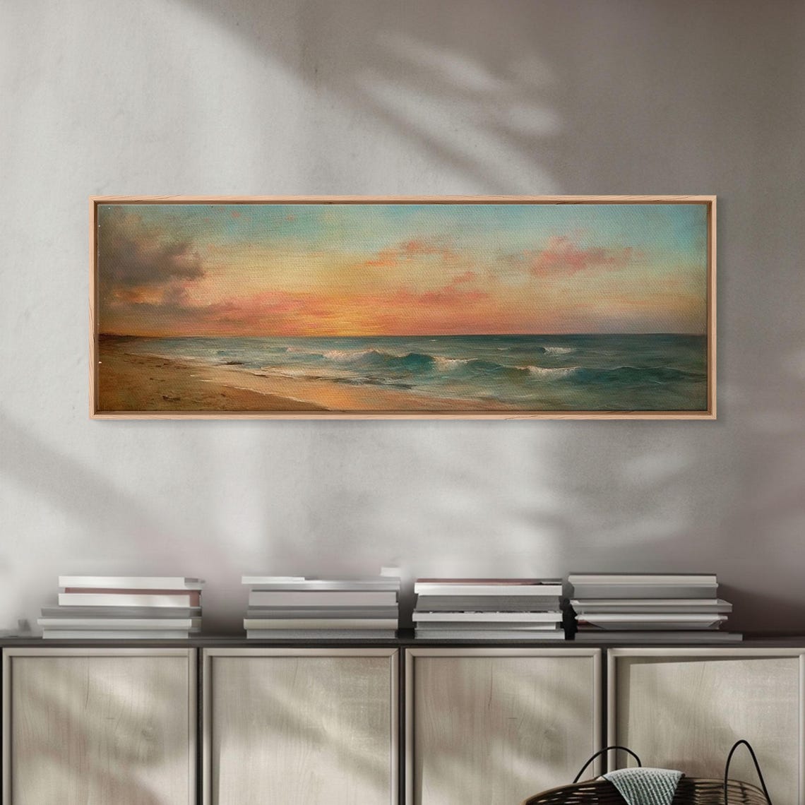Ocean Beach Sunset Waves Golden Hour Seascape Panoramic Travel Poster - Image 6