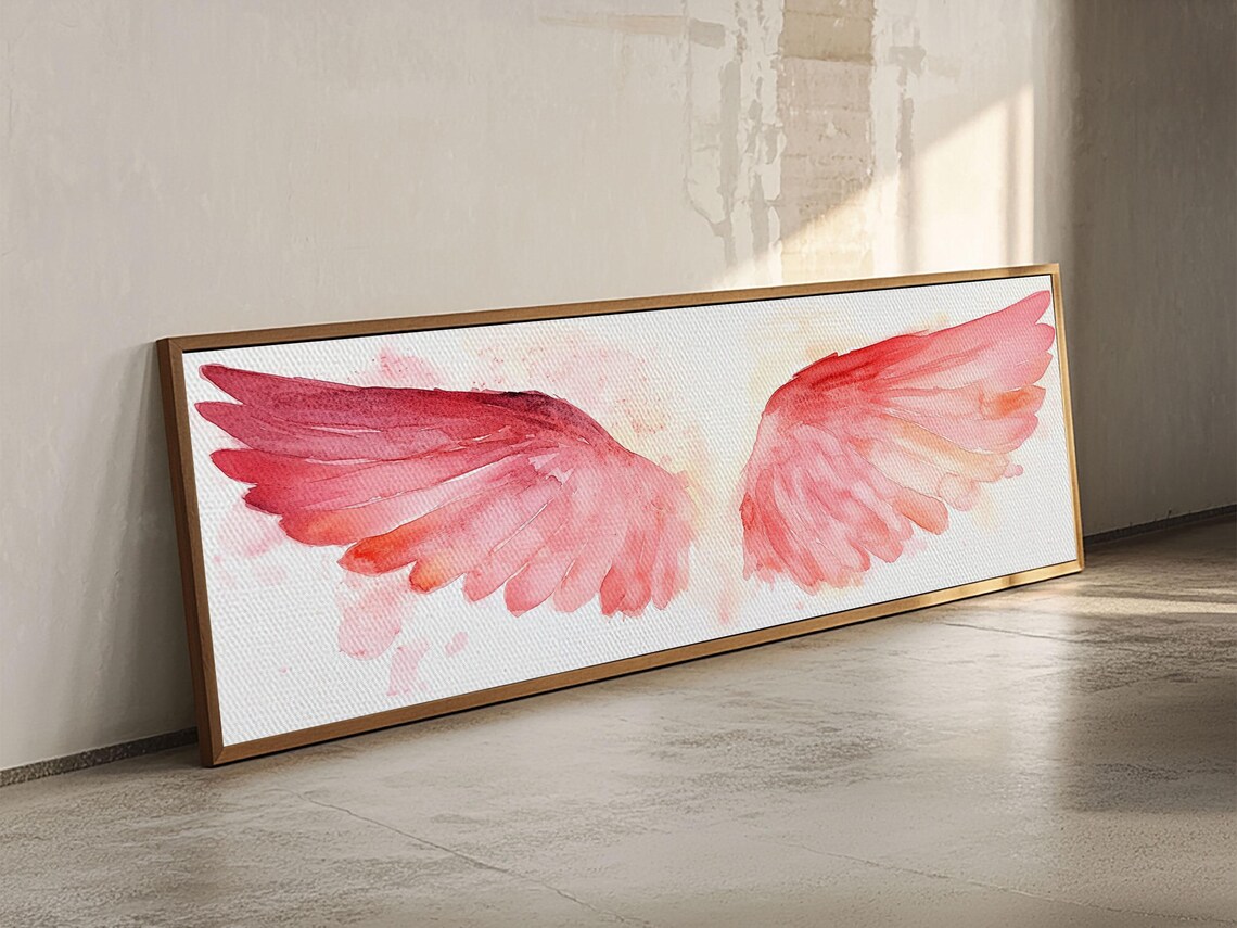 Pink Angel Wings Watercolor Soft Blush Spiritual Feathered Wings Wall Poster - Image 6