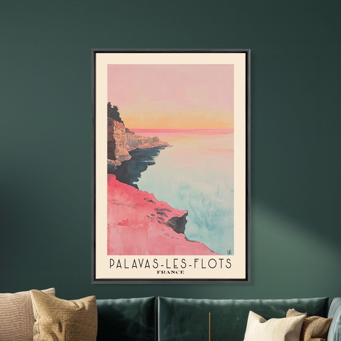 Palavas Les Flots France Pink Sunset Rocky Cliffs Calm Sea Travel Poster - Image 5