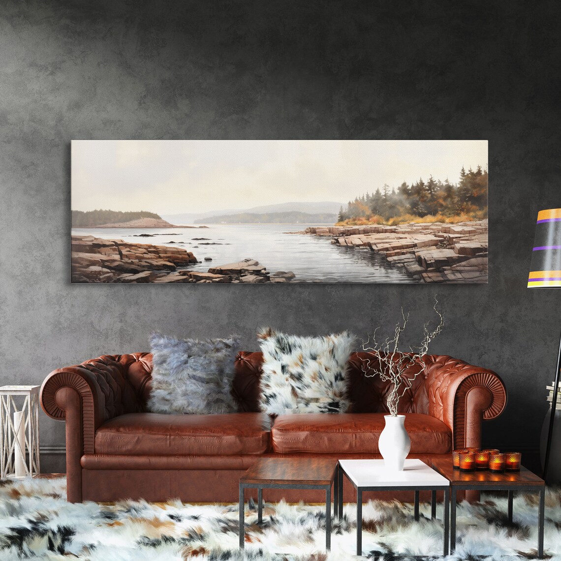 Acadia National Park Watercolor Panoramic Art Print - Image 3