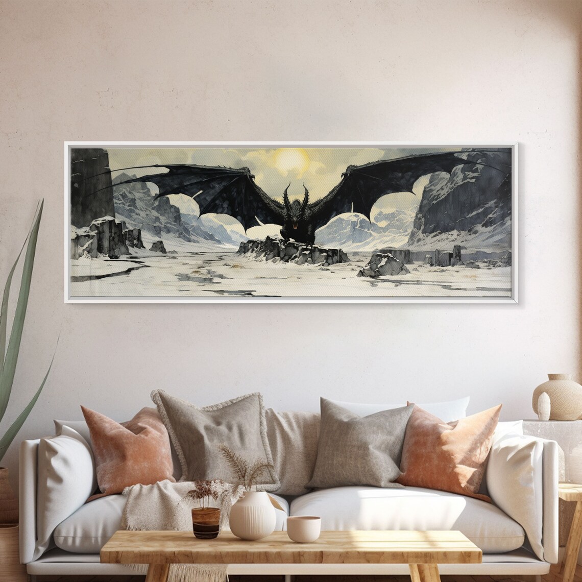 Panoramic Dragon Fantasy Art Print, Mythical Decor - Image 5