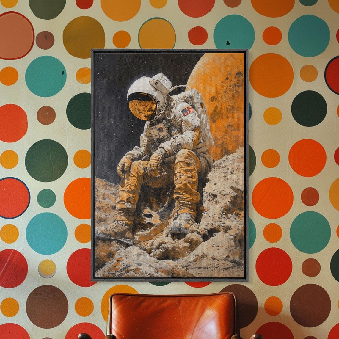 Astronaut Resting Rocky Planet Surface Space Explorer Art Print - Image 3