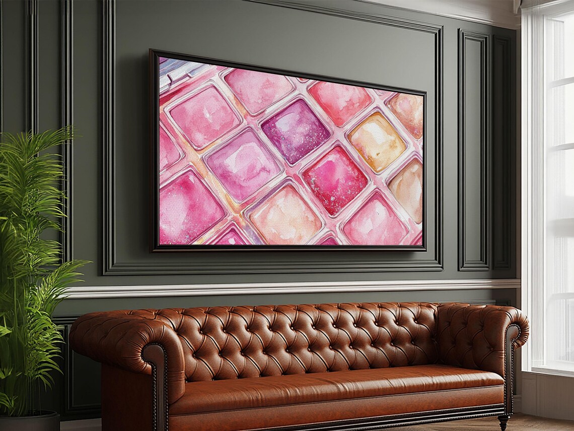 Pink Eyeshadow Palette Watercolor Shimmery Makeup Pans Beauty Poster - Image 2