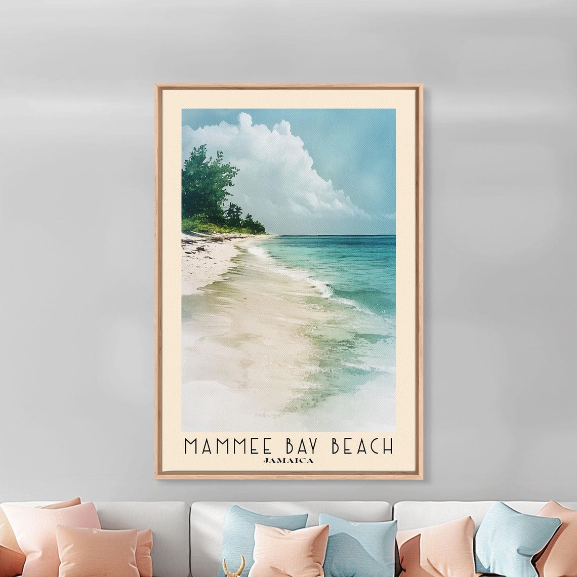 Mammee Bay Beach Jamaica Curved White Sand Lush Palm Coast Poster - Image 4