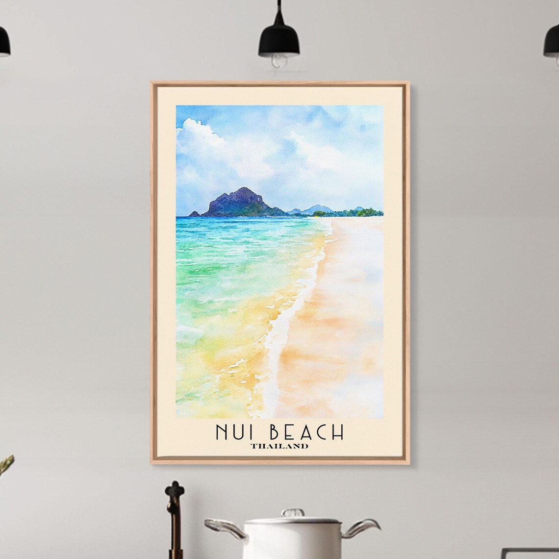 Nui Beach Thailand White Sand Curve Turquoise Sea Rocky Island Travel Poster - Image 6