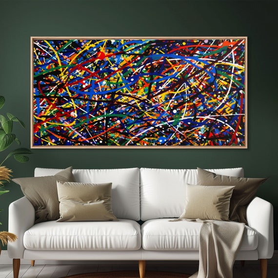Original Abstract Painting Jackson Pollock Style Painting Print Modern Abstract Art Colorful Wall Art Splatter Pollock Print Wall Art