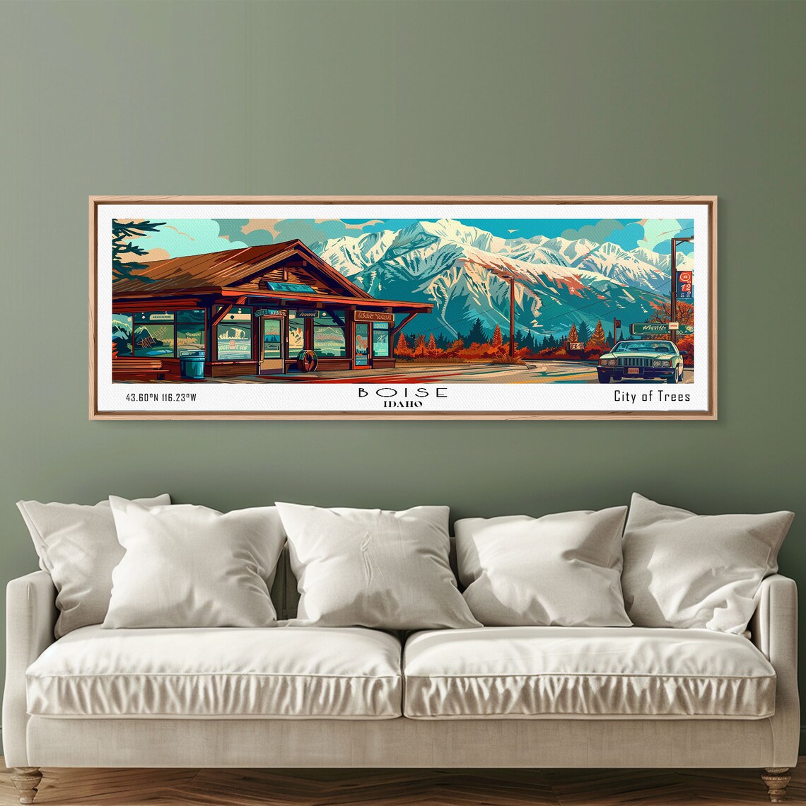 Boise Idaho City Of Trees Mountain Lodge Snow Peaks Travel Poster - Image 2