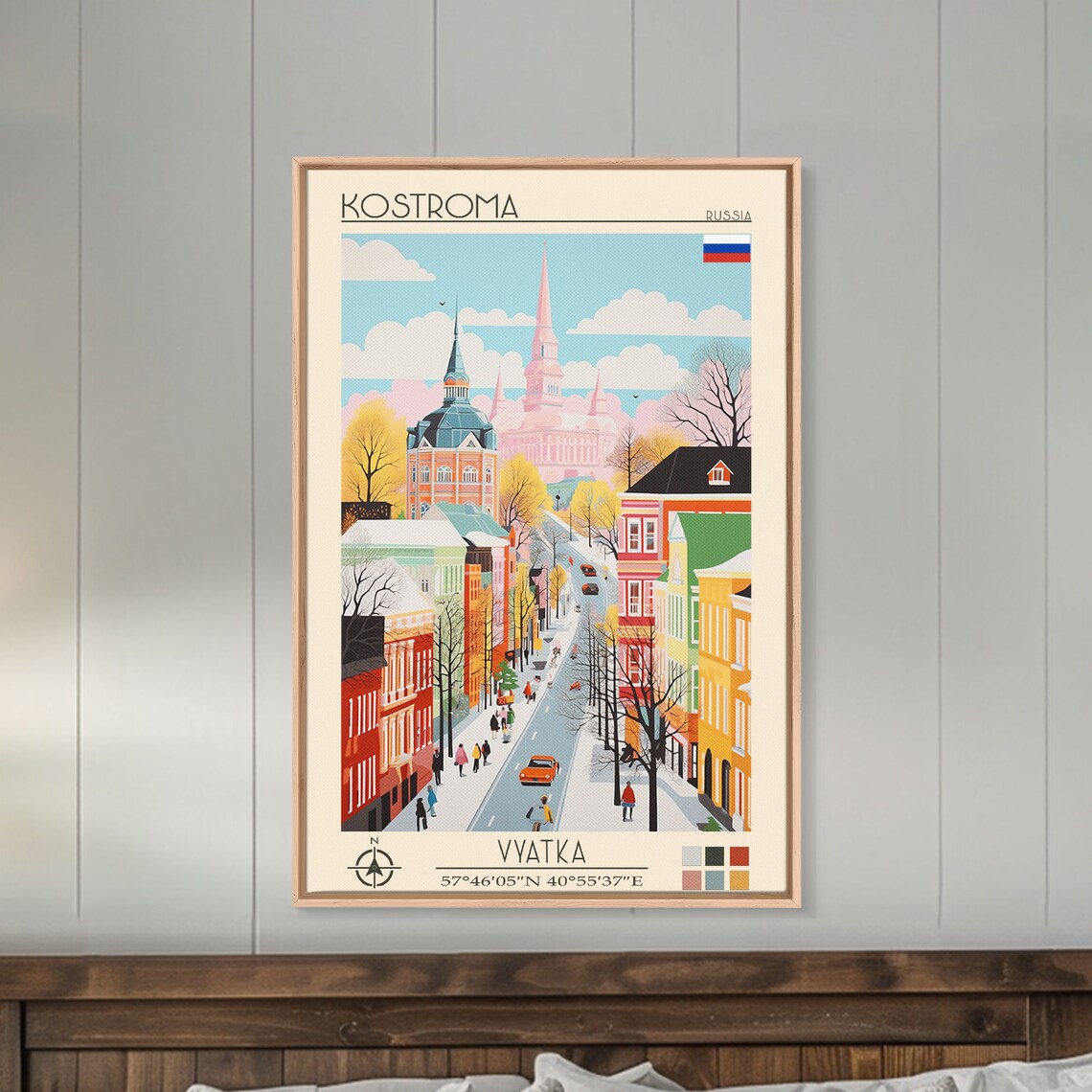 Kostroma Russia Old Town Street Colorful Houses Church Spires Poster - Image 4