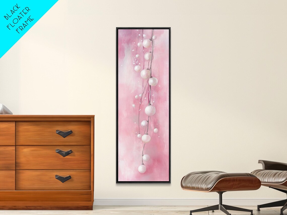 Hanging Fairy Lights On Pink Watercolor Cozy Minimalist Wall Art - Image 6