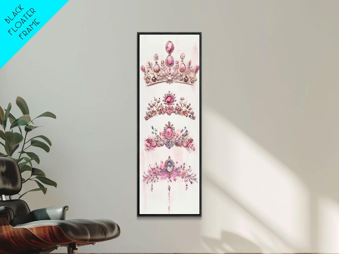 Jeweled Pink Tiaras Royal Princess Stack Watercolor Art Poster