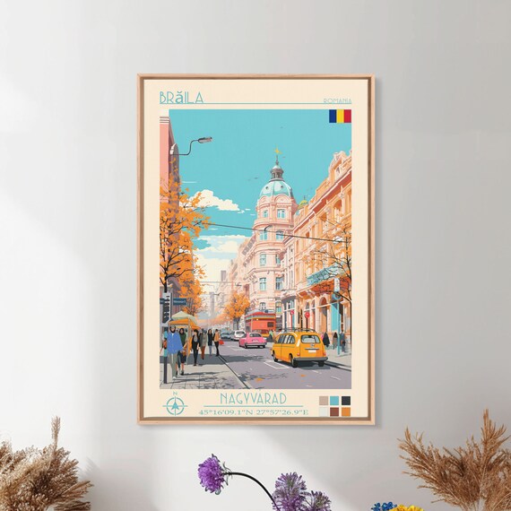 Braila Romania Travel Poster Framed Print Midcentury Modern Art Pop Art Wall Decor Home Decor Vacation Gift Living Room Art