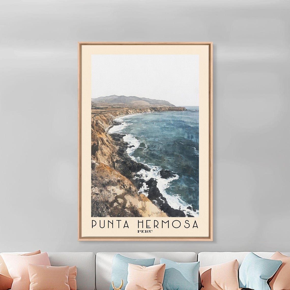 Punta Hermosa Peru Dramatic Rocky Cliffs Crashing Surf Travel Poster - Image 3