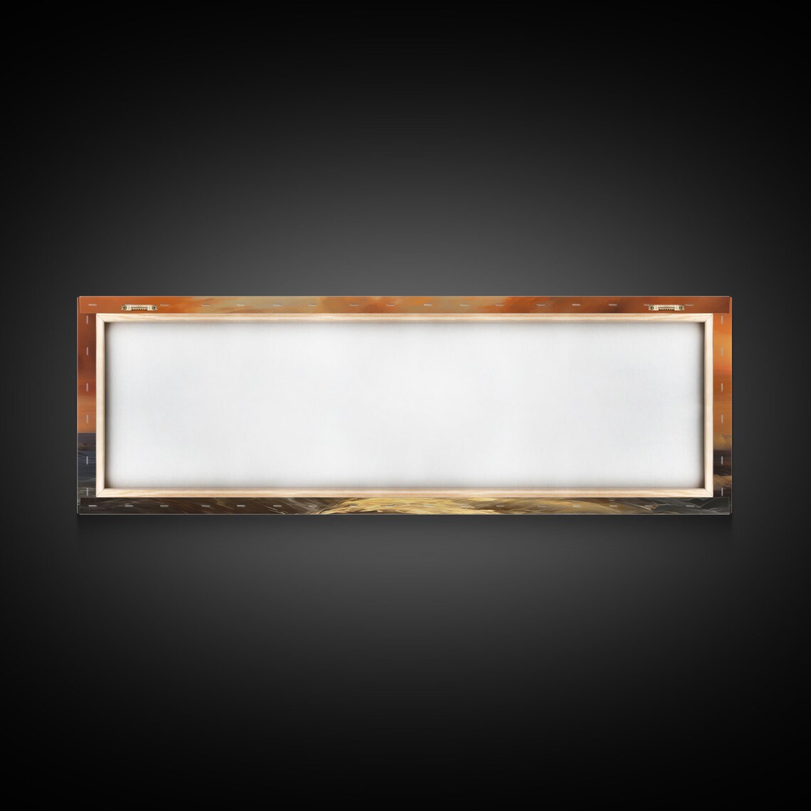 Ocean Sunset Waves Oil Painting Fiery Orange Sky Panoramic Wall Poster - Image 2
