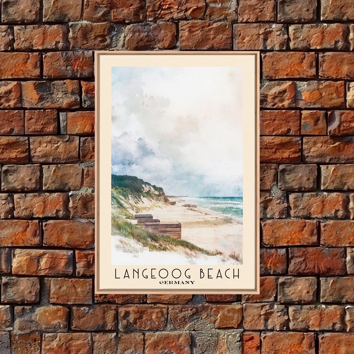 Langeoog Beach Germany North Sea Dunes Cloudy Sky Watercolor Poster - Image 5