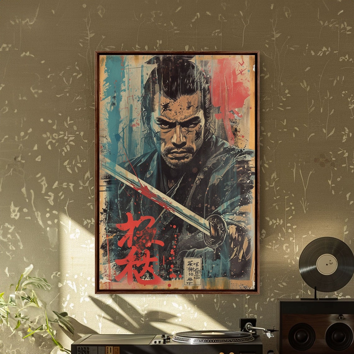 Samurai Warrior Blood Splatter Drawn Katana Japanese Art Poster - Image 2