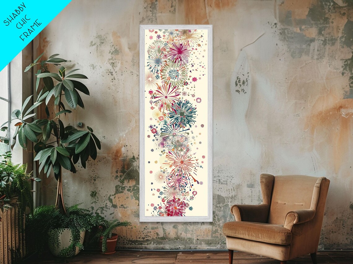 Vibrant Floral Burst Explosions Colors Cream Tall Japanese Art Poster - Image 6