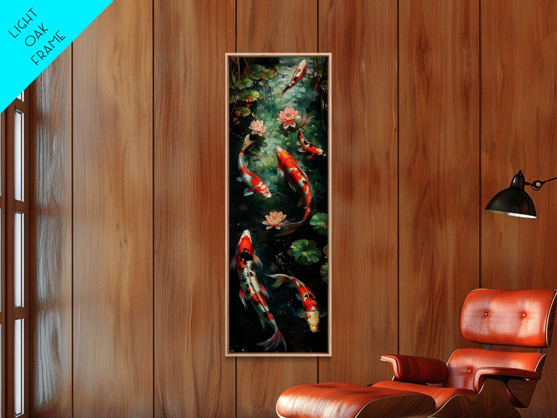 Koi Fish Pond Water Lilies Serene Garden Watercolor Art Print - Image 3