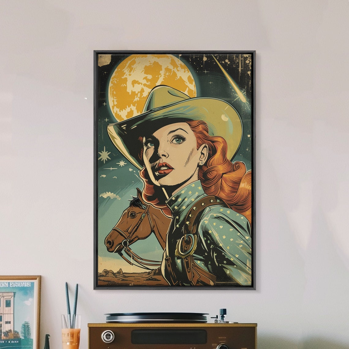 Cowgirl Space Age Art Print Framed And Printed Art Retro Futuristic Wall Art Cowgirl Poster Space Cowgirl Art Cowgirl Pop Art - Image 2