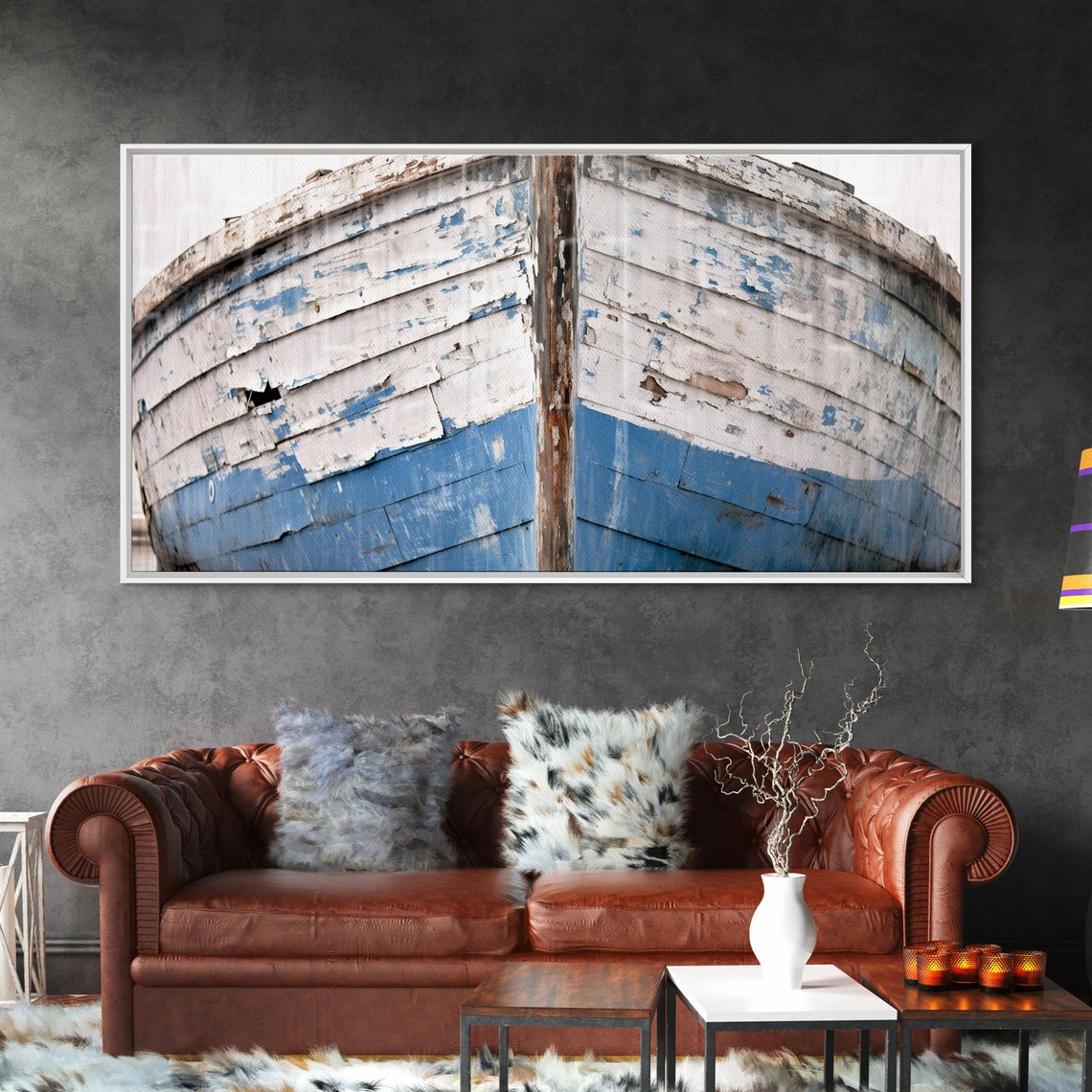 Old Wooden Boat Hull Peeling Paint Rustic Nautical Photo Poster