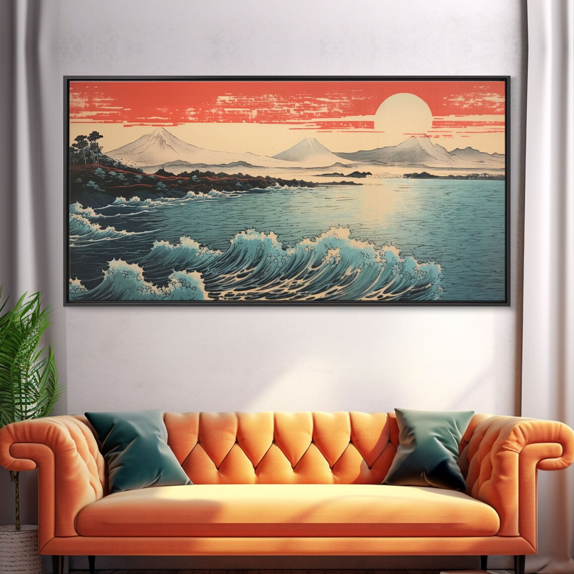 Japanese Sunrise Ocean Waves Panoramic Travel Poster - Image 4