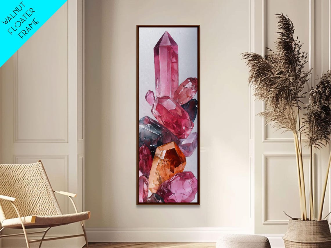 Pink Crystal Cluster Rose Quartz Watercolor Healing Art Poster - Image 3