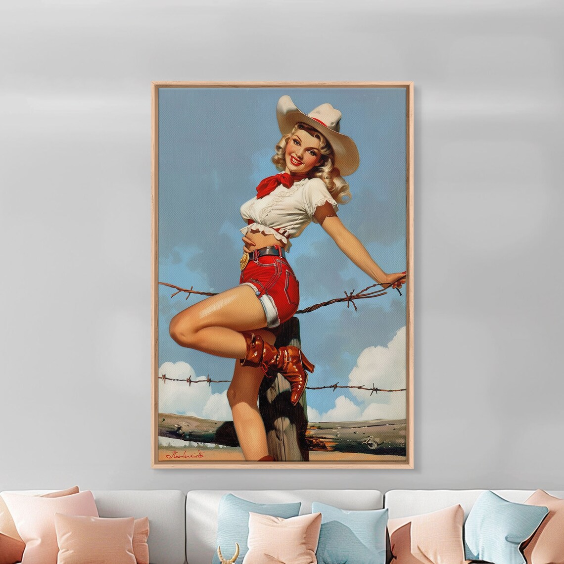 Vintage Cowgirl Pin Up Art Print, Retro Western Classic - Image 4