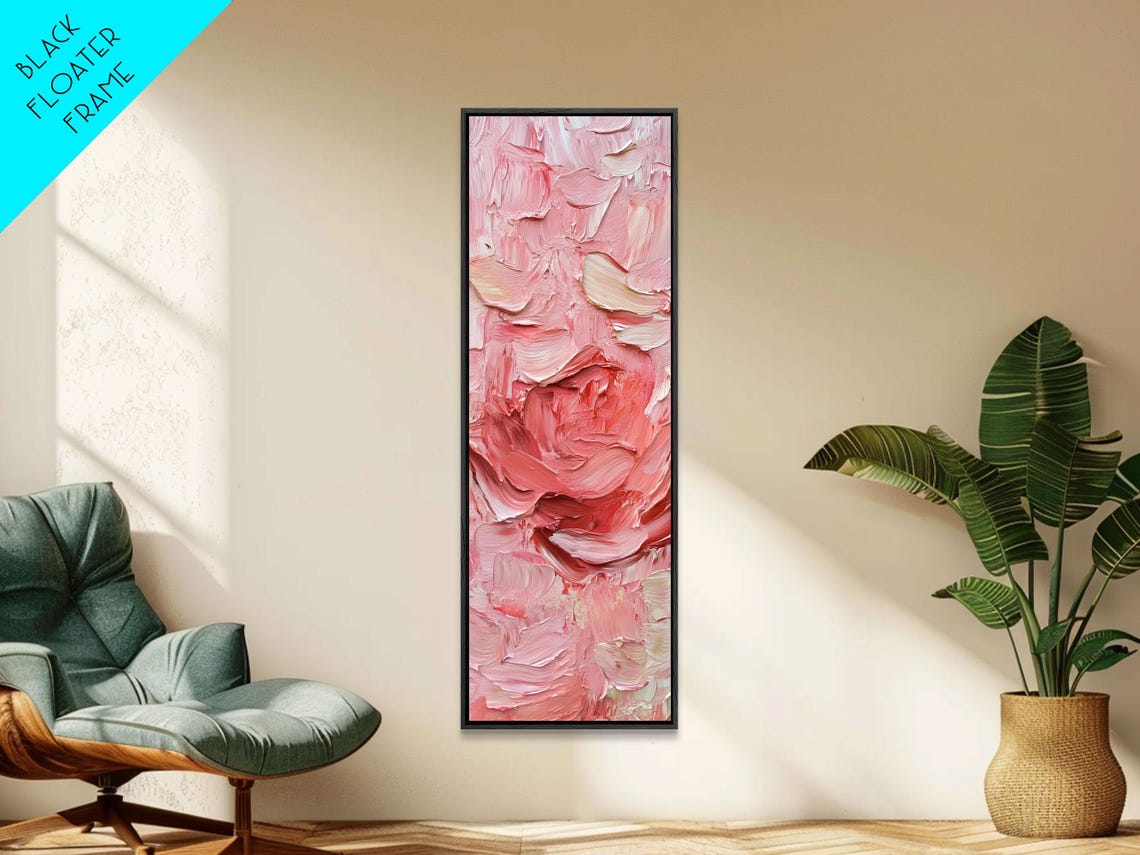 Pink Rose Textured Impasto Floral Painting Blush Art Decor Poster - Image 4